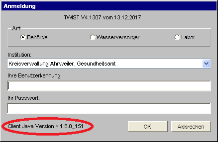 Vorschau der Anmeldemaske